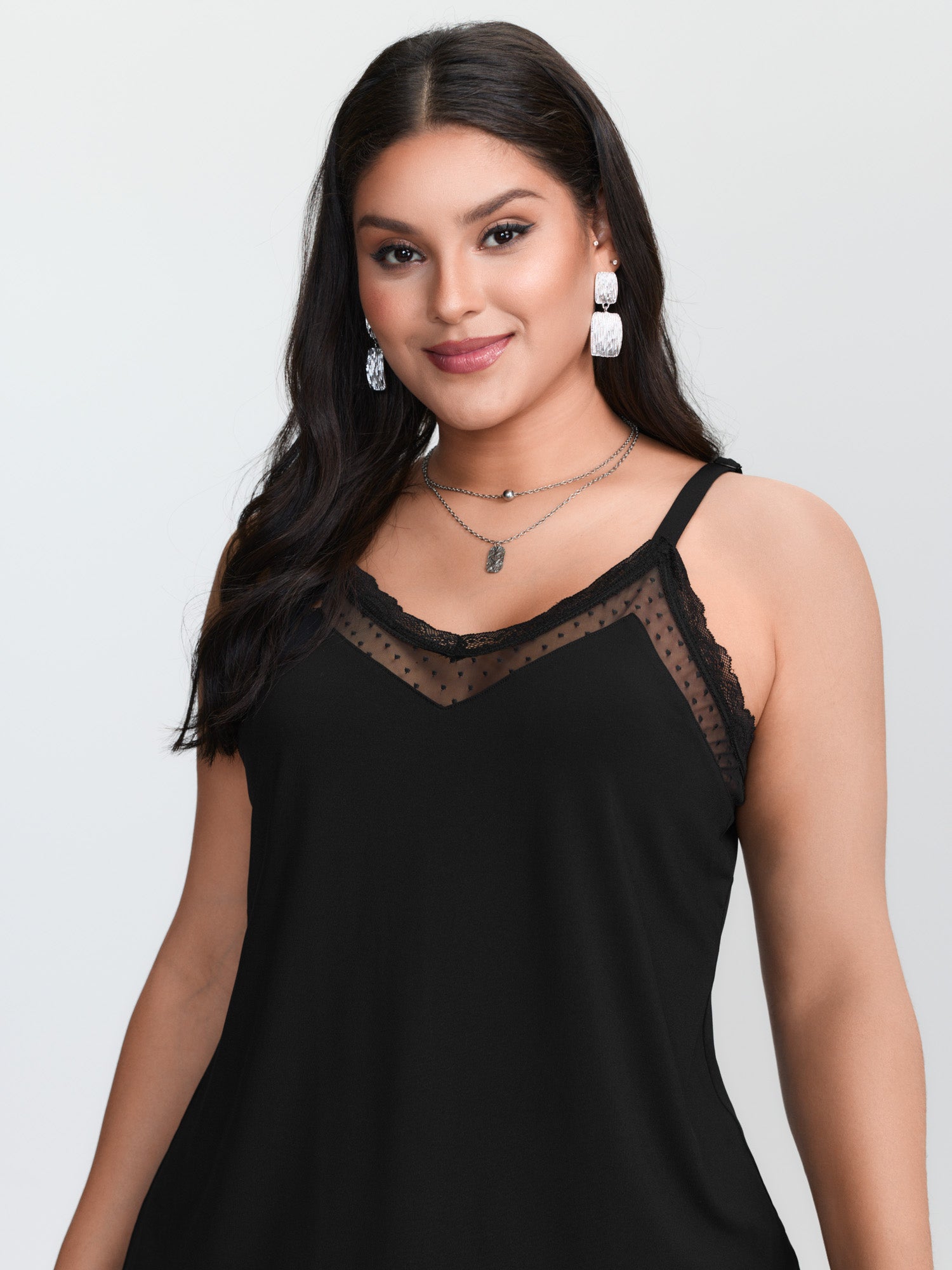 Plus‑size Black Knitted Camiso - огляд і ціна Cami Top Lace